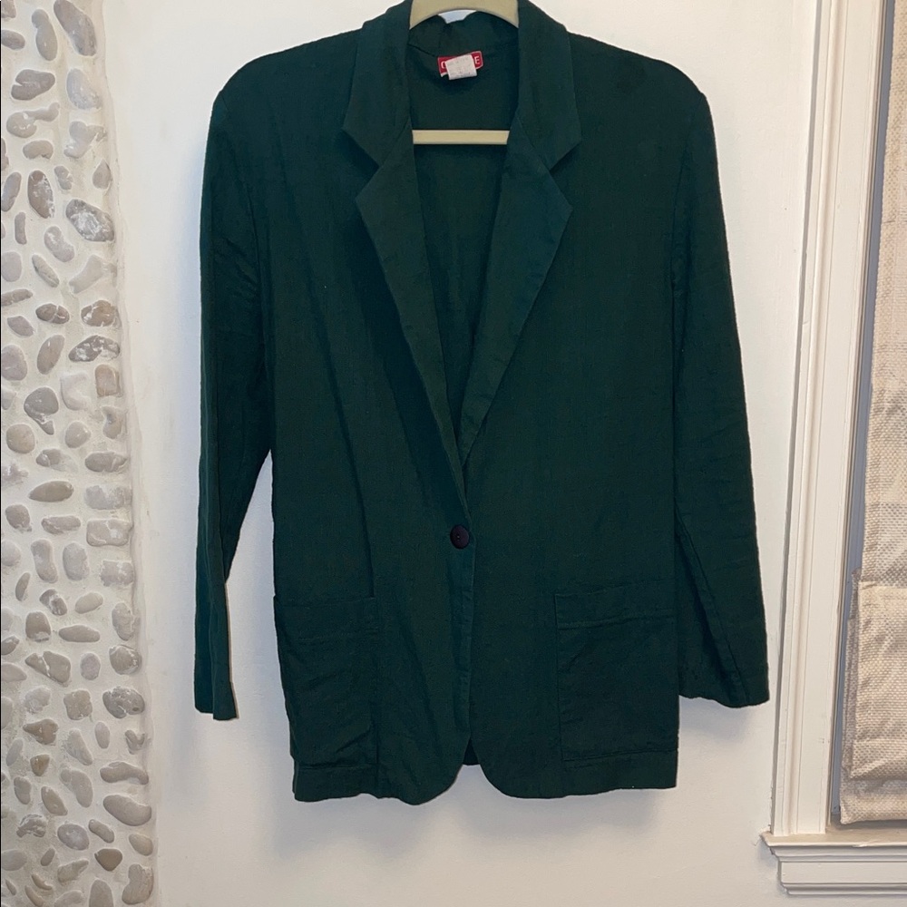 Vintage Women's Green Blazer- small white v neck cami